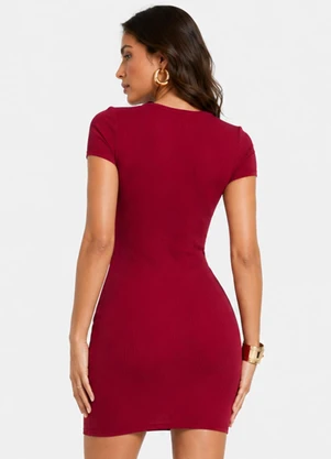 Rovitex - Vestido Curto Feminino em Ribana Vermelho - ROVITEX