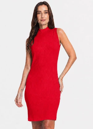 Infinita Cor - Vestido Curto Feminino em Ribana Vermelho - INFINITA COR