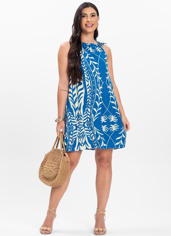 Select - Vestido Curto Feminino em Viscolinho Azul 3