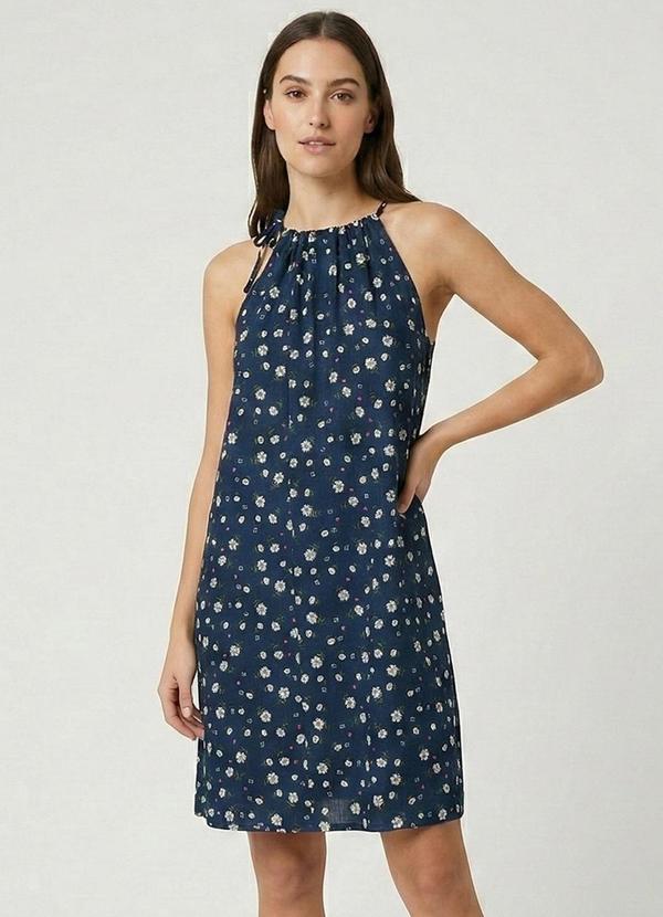 Select - Vestido Curto Feminino em Viscolinho Azul