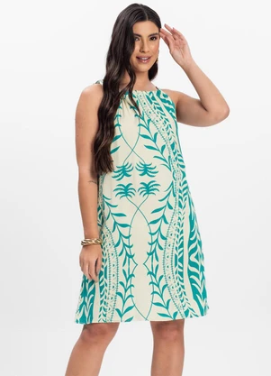 Select - Vestido Curto Feminino em Viscolinho Verde - SELECT