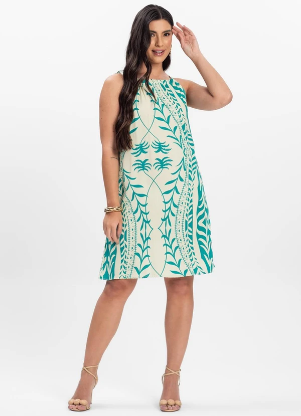 Select - Vestido Curto Feminino em Viscolinho Verde 3