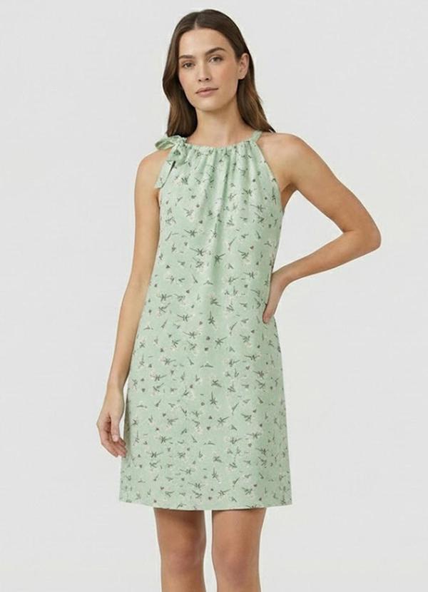 Select - Vestido Curto Feminino em Viscolinho Verde