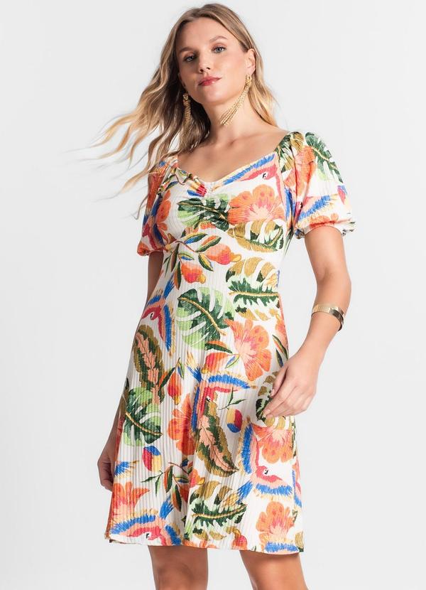 Endless - Vestido Curto Feminino Estampado Bege