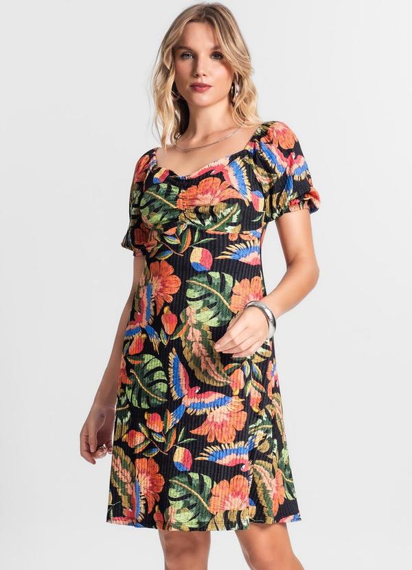 Endless - Vestido Curto Feminino Estampado Preto