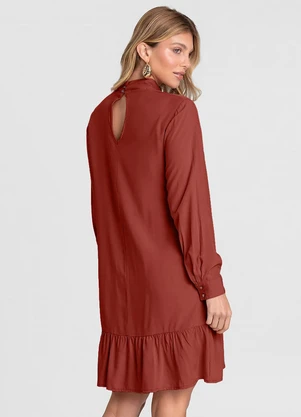 Dianna - Vestido Curto Feminino Gola Dupla Laranja - DIANNA