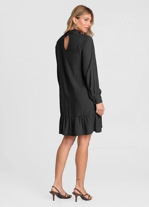 Dianna - Vestido Curto Feminino Gola Dupla Preto - DIANNA