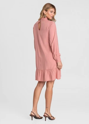 Dianna - Vestido Curto Feminino Gola Dupla Rosa - DIANNA