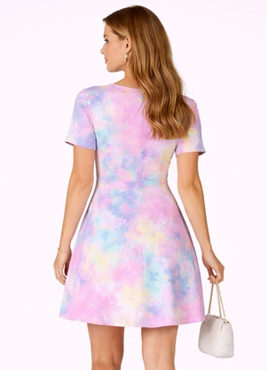 Select - Vestido Curto Feminino Helanca Estampado Amarelo - SELECT