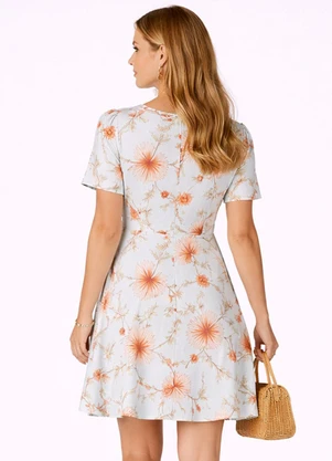 Select - Vestido Curto Feminino Helanca Estampado Azul - SELECT