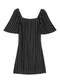 Marialícia - Vestido Curto Feminino Listrado Lurex Preto - variação: Preto