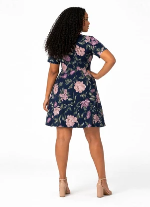 Select - Vestido Curto Feminino Plus Size Helanca Azul - SELECT
