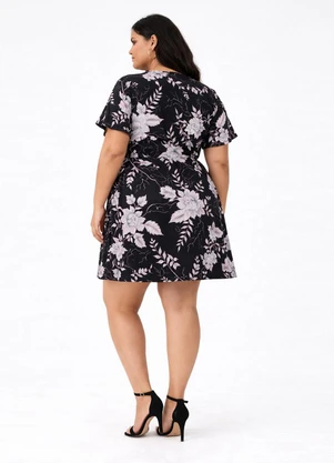 Select - Vestido Curto Feminino Plus Size Helanca Preto - SELECT