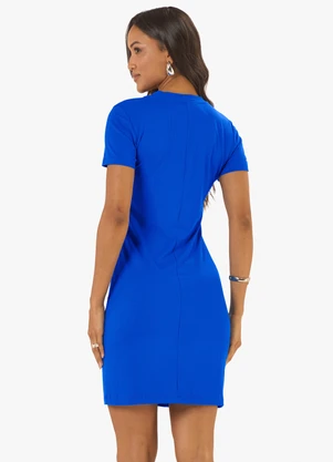 Rovitex - Vestido Curto Feminino Ribana Canelada Azul - ROVITEX