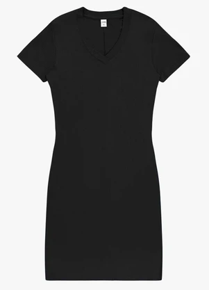 Rovitex - Vestido Curto Feminino Ribana Canelada Preto - ROVITEX