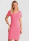 Rovitex - Vestido Curto Feminino Ribana Canelada Preto - variação: Rosa