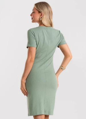 Rovitex - Vestido Curto Feminino Ribana Canelada Verde - ROVITEX