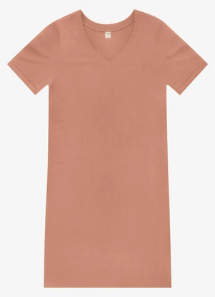 Rovitex - Vestido Curto Feminino Ribana de Viscose Marrom - ROVITEX