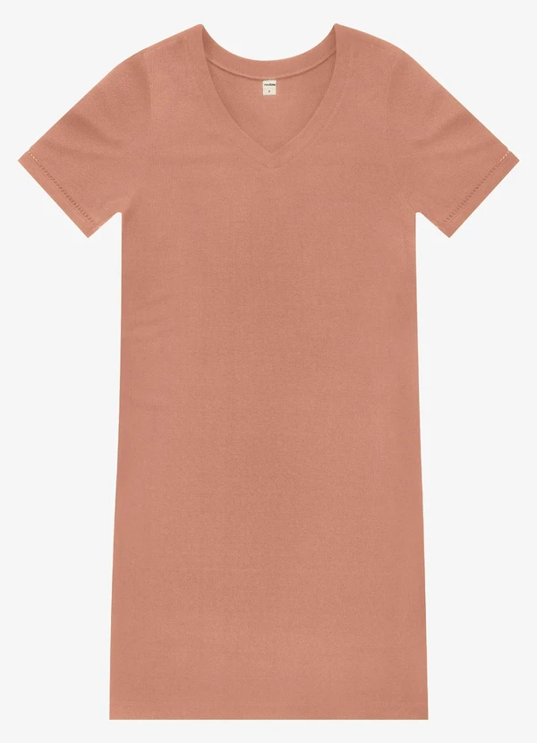 Rovitex - Vestido Curto Feminino Ribana de Viscose Marrom