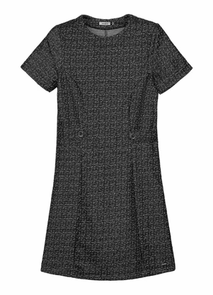 Marialícia - Vestido Curto Feminino Tweed com Lurex Preto - MARIALÍCIA