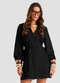 Dianna - Vestido Curto Feminino Twill Cey com Cinto Preto - variação: Preto