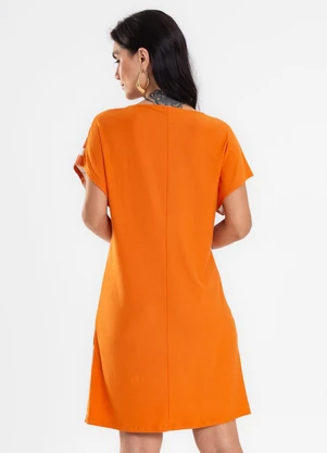 Rovitex - Vestido Curto Feminino Visco Creponada Laranja - ROVITEX
