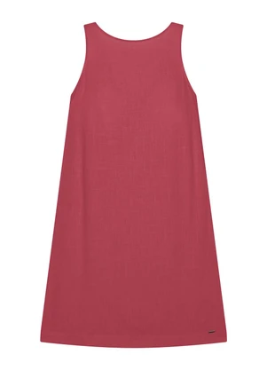 Marialícia - Vestido Curto Feminino Viscolinho Vermelho - MARIALÍCIA