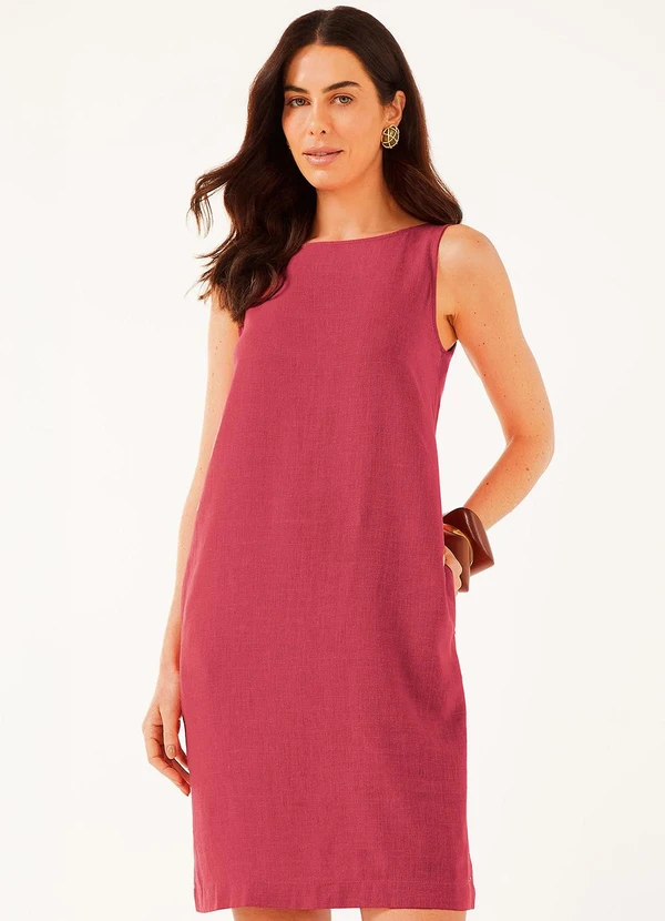 Marialícia - Vestido Curto Feminino Viscolinho Vermelho