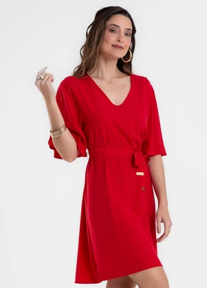 Rovitex - Vestido Curto Feminino Viscose Khyara Vermelho - ROVITEX