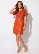 Vestido Curto Ferrugem em Suede e Pu com Modelagem Soltinha
