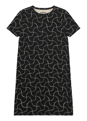 Malwee - Vestido Curto Fine Line em Malha Preto - MALWEE