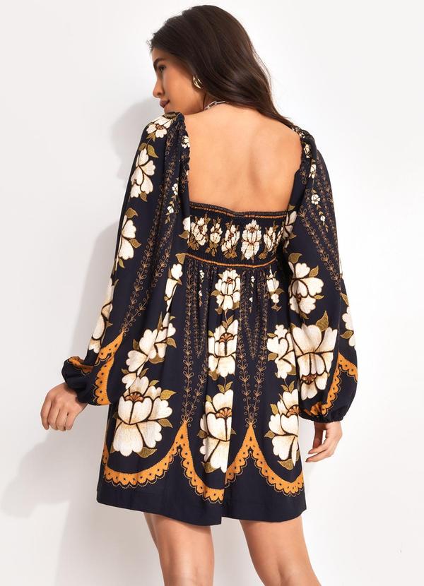 Farm - Vestido Curto Flor Bordada Preto 2