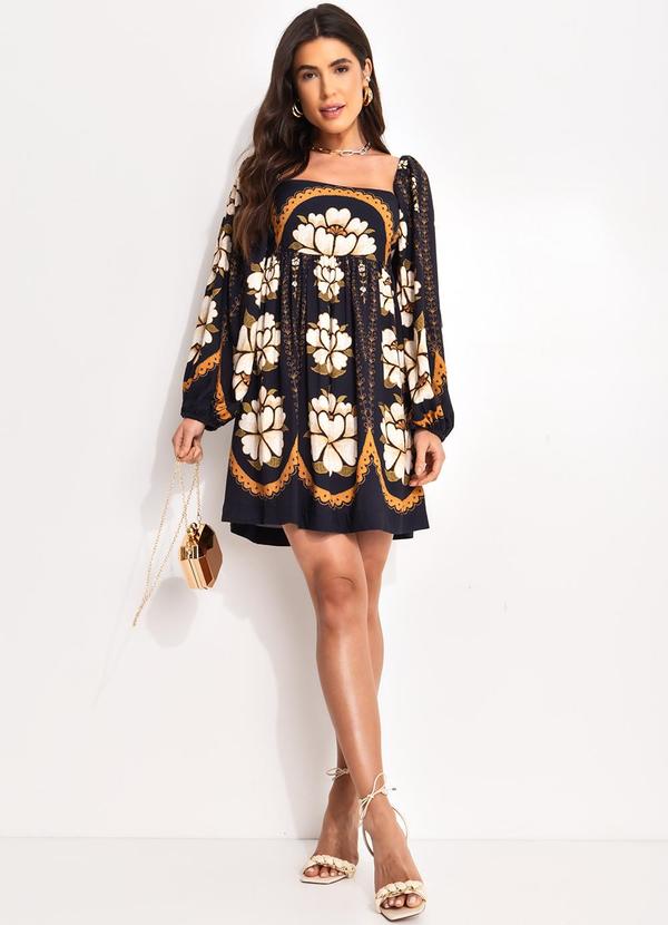 Farm - Vestido Curto Flor Bordada Preto 3