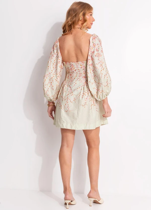 Farm - Vestido Curto Flor de Cerejeira Verde 5