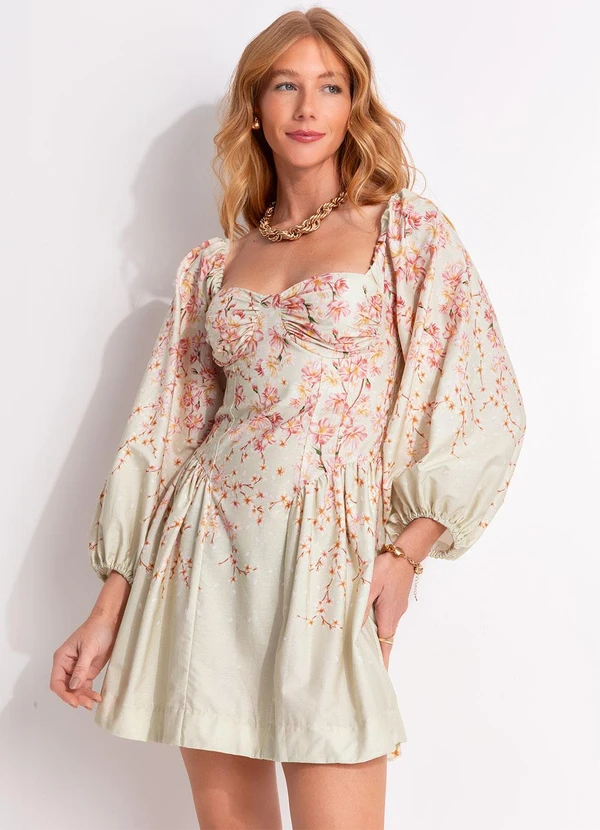 Farm - Vestido Curto Flor de Cerejeira Verde 8