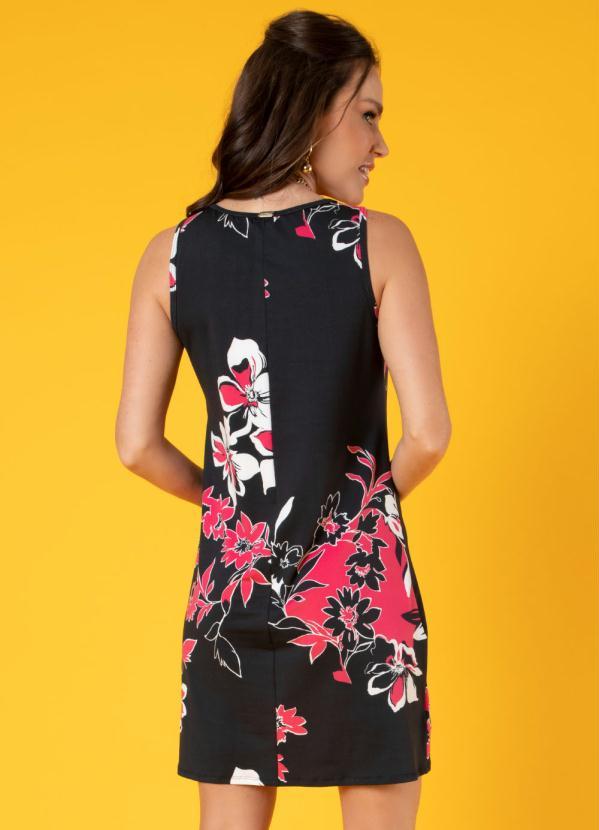 Quintess - Vestido Curto Flor Rosa sem Mangas 2