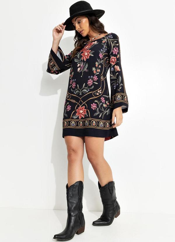 Farm - Vestido Curto Floral Belle Preto 7