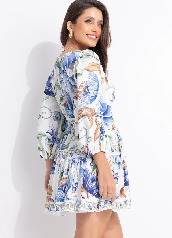 Farm - Vestido Curto Floral Elsa Off White 2