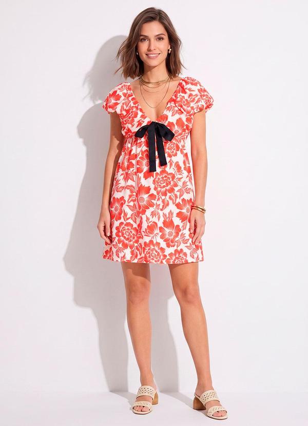 Vestido Curto Floral em Malha Fria com La�o Remov�vel | Limite de 15 pe�as/tamanho
