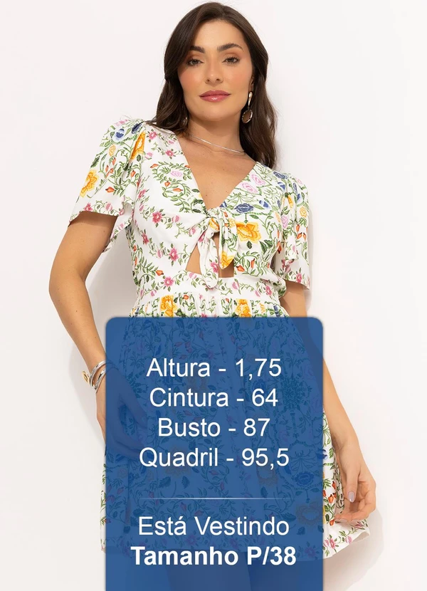 Farm - Vestido Curto Floral em Viscose Off White 5
