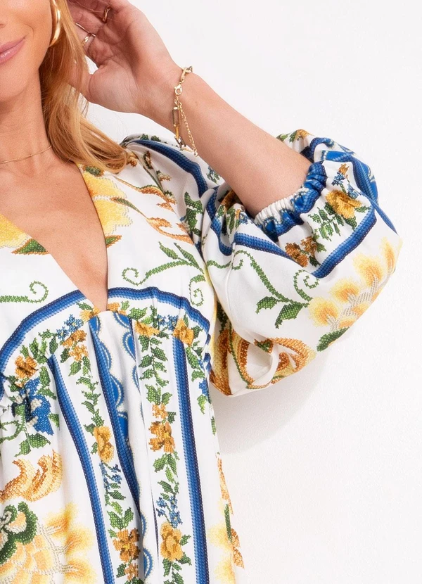 Farm - Vestido Curto Floral Emilia Off White 8