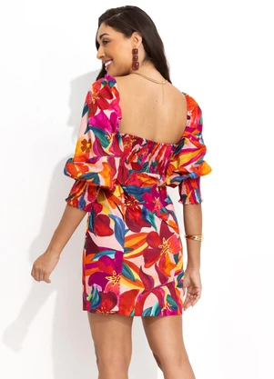 Farm - Vestido Curto Floral Erika Rosa - FARM