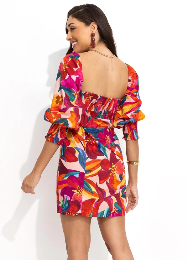 Farm - Vestido Curto Floral Erika Rosa 2