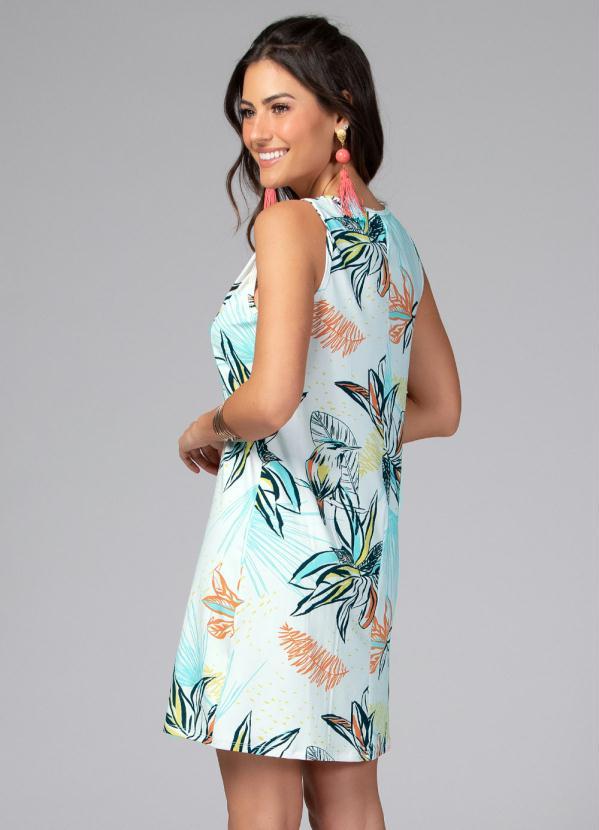 Quintess - Vestido Curto Floral Menta sem Mangas 2