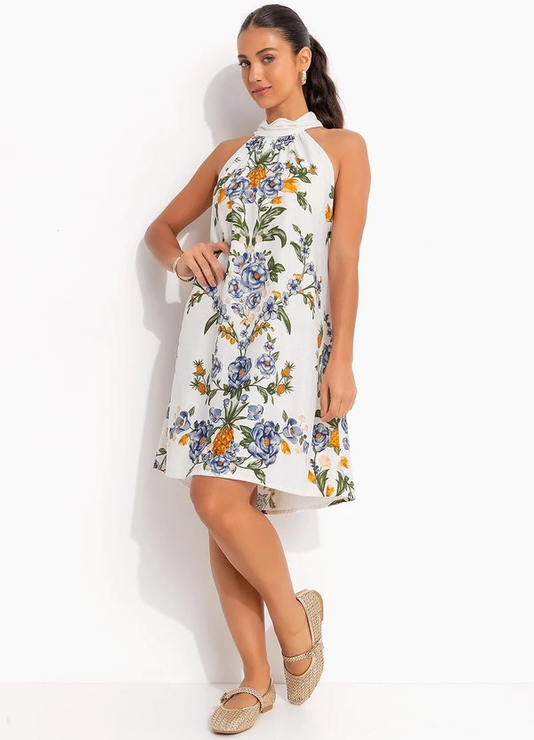 Farm - Vestido Curto Floral Penelope Off White 3