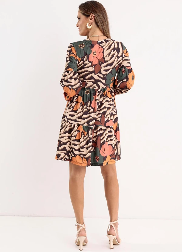 Quintess - Vestido Curto Floral Preto com Franzidos 4