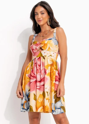 Farm - Vestido Curto Floral Rebeca Amarelo - FARM