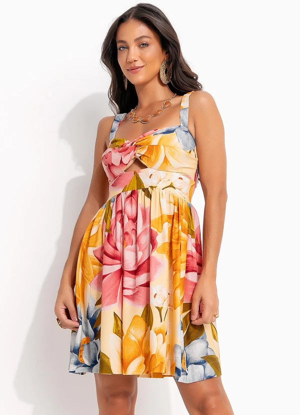 Farm - Vestido Curto Floral Rebeca Amarelo