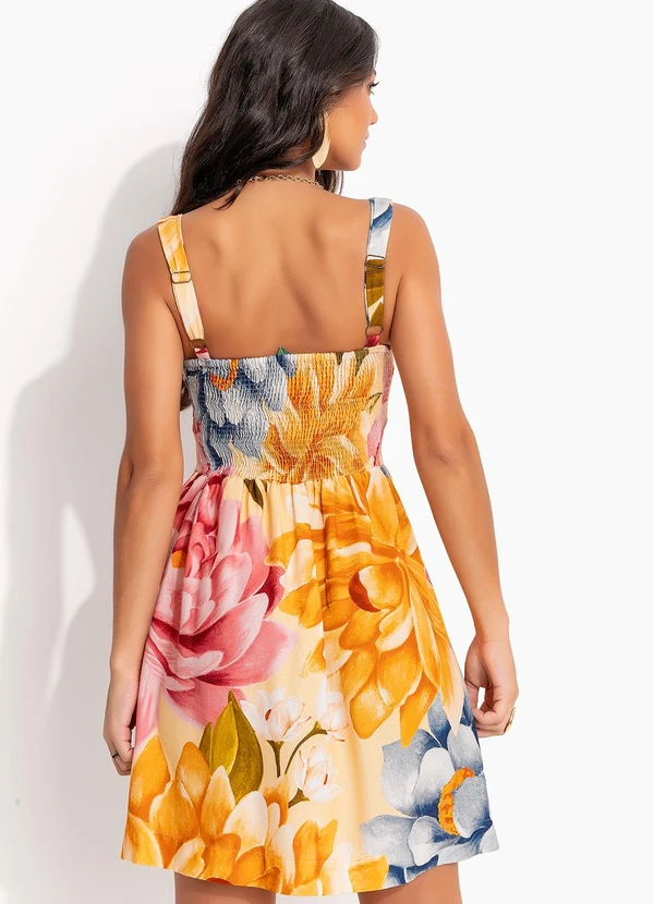 Farm - Vestido Curto Floral Rebeca Amarelo 2