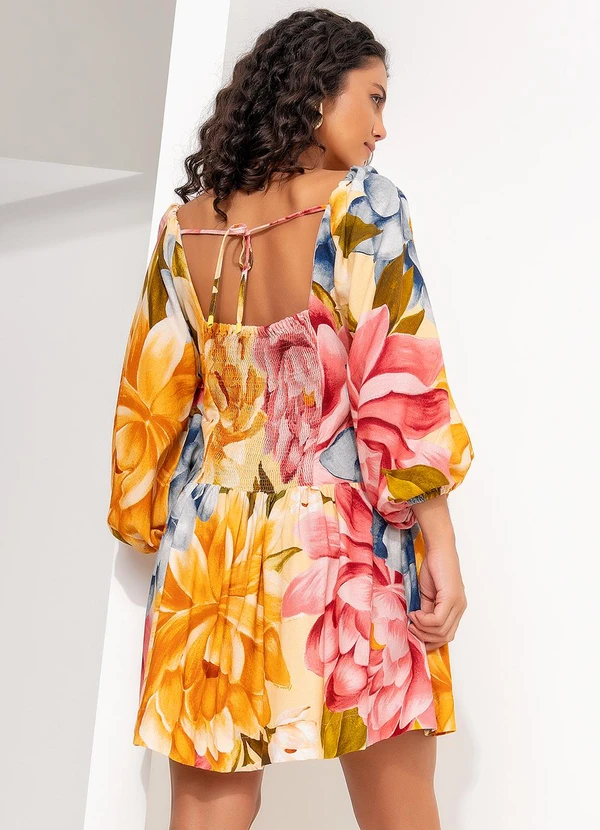 Farm - Vestido Curto Floral Rebeca Amarelo 2